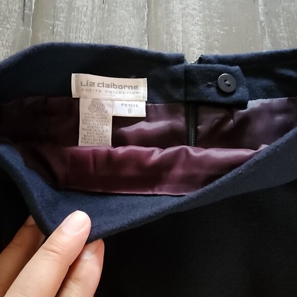 Liz Claiborne Skirt Women’s Size 8 Petite Black 100% Wool Career Business Ladies - Picture 7 of 10